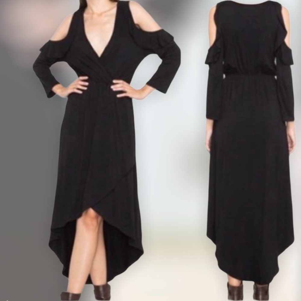 Cold Shoulder Black Dress